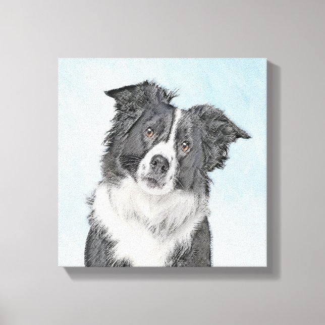 Toile Peinture Collie Bordure - Joli art original chien (Recto)