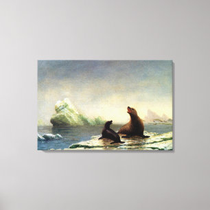 Toile Peinture d'Albert Bierstadt, Phoques,