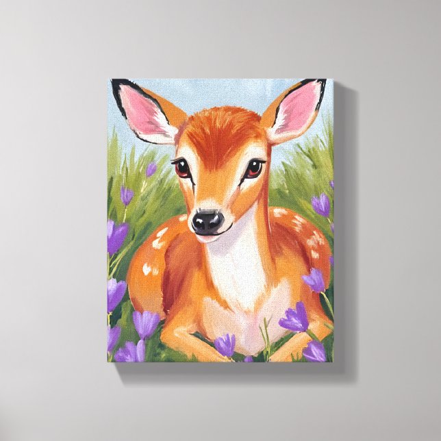 Toile Peinture d'animal de faon de cerf nouveau-né (Recto)