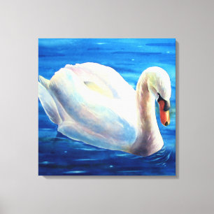 Toile Peinture d'aquarelle de cygne blanc, sauvagine, oi