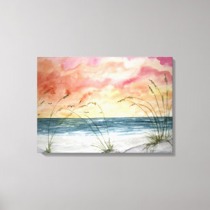 Toile peinture d'aquarelle de paysage marin de plage