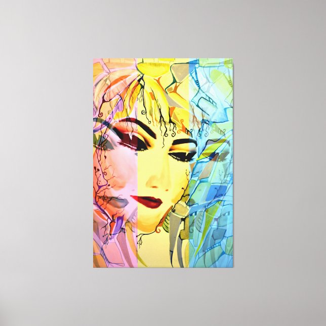 Toile Peinture d'aquarelle en silhouette féminine romant (Recto)