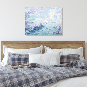 Toile Peinture d'art fin Port maritime Navires Pont Bleu