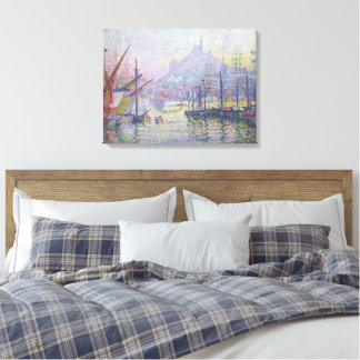 Toile Peinture d'art fin Port Voiliers Lever de soleil M