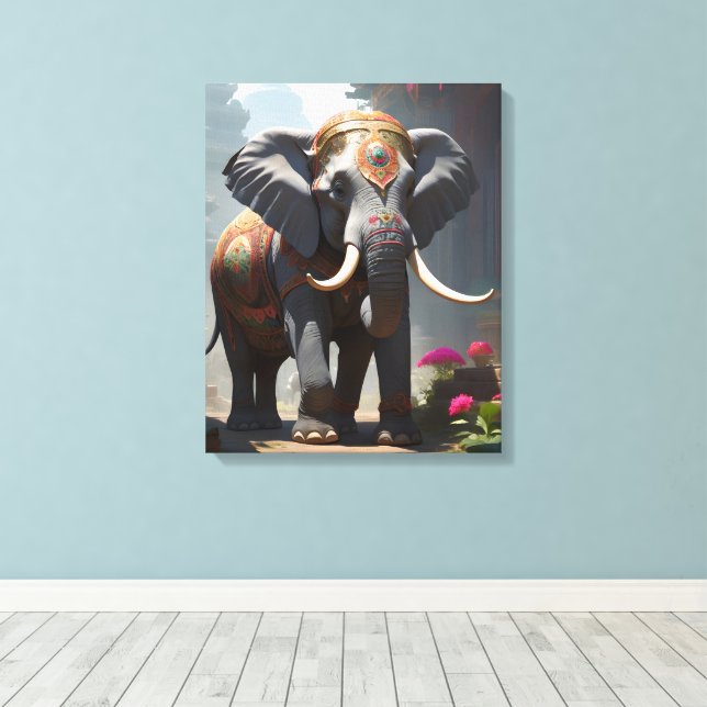 Toile Peinture d'art populaire éléphant (Insitu (Plancher de Bois))