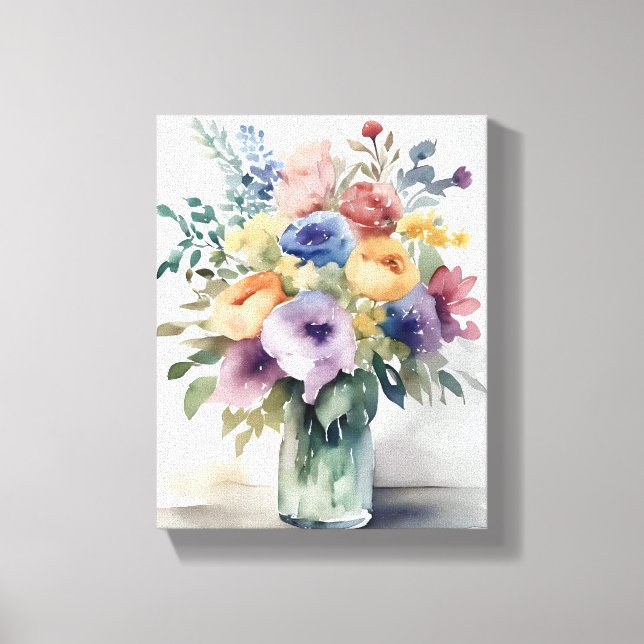 Toile Peinture de bouquet floral à l'aquarelle (Recto)