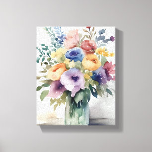 Toile Peinture de bouquet floral à l'aquarelle