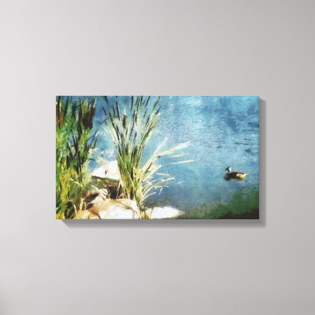 Toile Peinture de canard et de massettes (Recto)