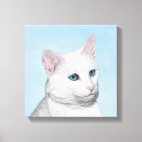 Peinture de chat blanc - Cute Original Cat Art