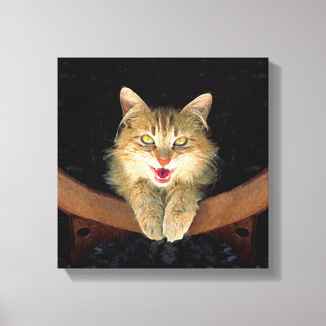 Toile Peinture de chat Mad - Cute Original Cat Art (Recto)