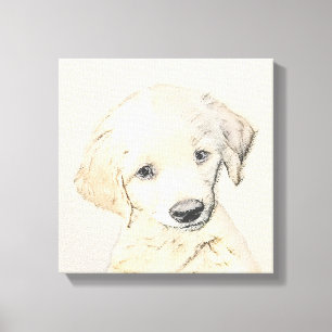 Toile Peinture de chiot d'or Retriever - Art de chien or
