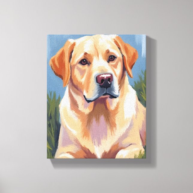 Toile Peinture de compagnie de chien labrador jaune (Recto)
