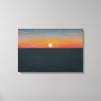 Toile Peinture de coucher de soleil sur un océan paisibl
