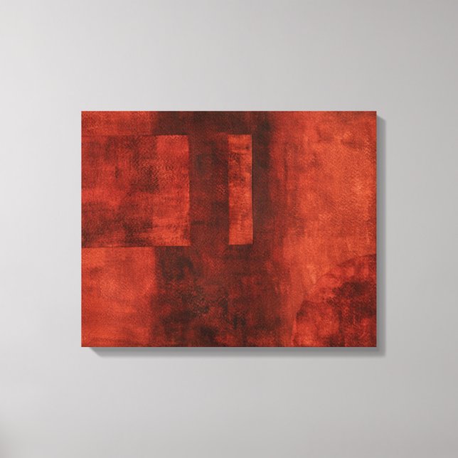 Toile Peinture de Crimson profonde avec formes géométriq (Recto)