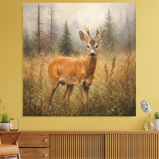 Toile Peinture de faune de chevreuil européen