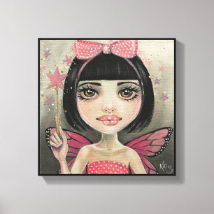 Toile Peinture de fées, Fée en pois, fée rose