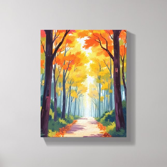 Toile Peinture de feuillage d'automne de chemin d'automn (Recto)