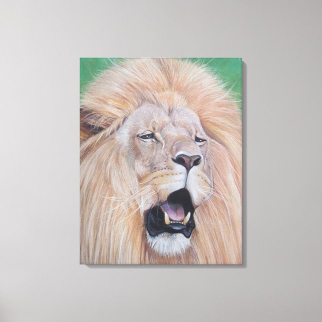 Toile peinture de la faune du lion rugissant l'art du ch (Recto)