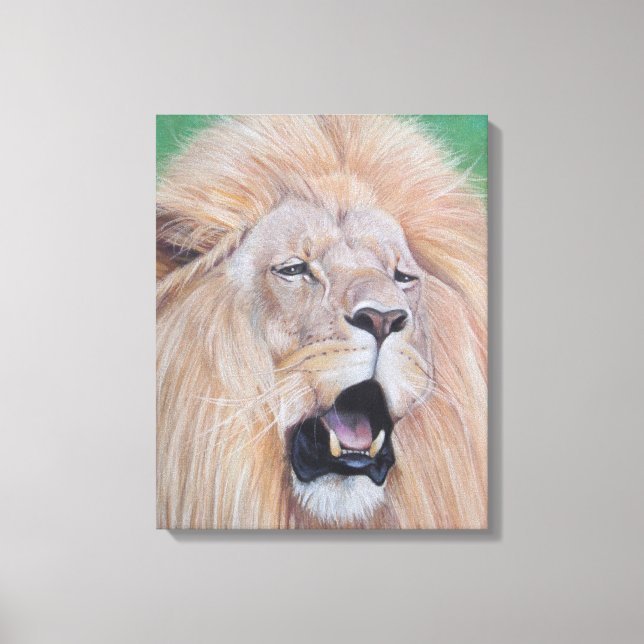 Toile peinture de la faune du lion rugissant l'art du ch (Recto)