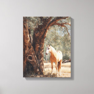 Toile Peinture de la nature rustique du cheval doré