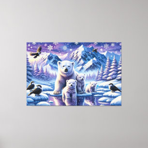 Toile Peinture de la scène neigeuse de la famille des ou