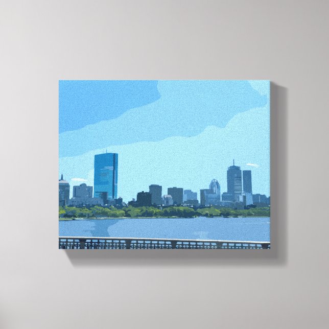 Toile Peinture de la skyline de Boston sur la rivière Ch (Recto)