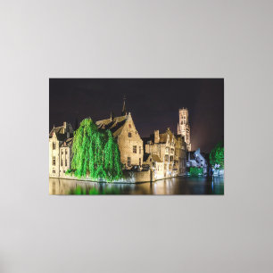 Toile Peinture de la vieille ville de Bruges et tour du