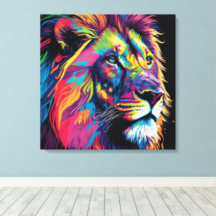 Toile Peinture de lion vibrant