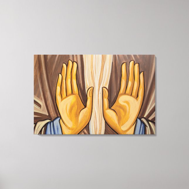 Toile Peinture de mains dans une église (Recto)