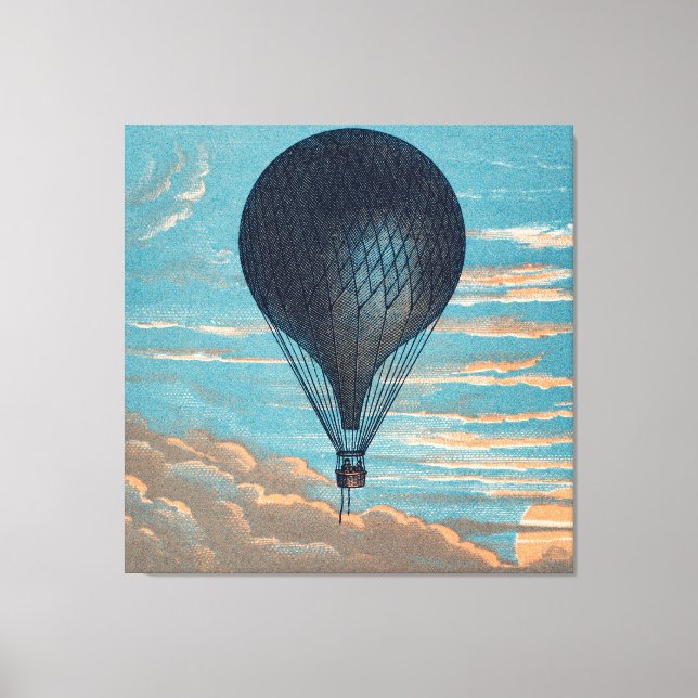 Toile Peinture de montgolfière bleue vintage (Recto)