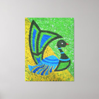 Toile Peinture de paon vibrante