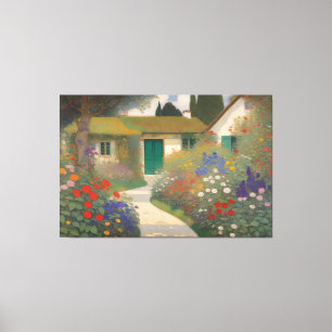 Toile Peinture de paysage de cottage vintage enchanteur 