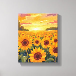 Toile Peinture de paysage de coucher de soleil dans un c