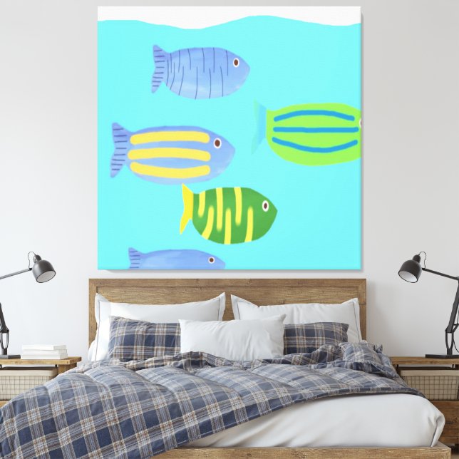 Toile peinture de poissons (Insitu(Chambre))