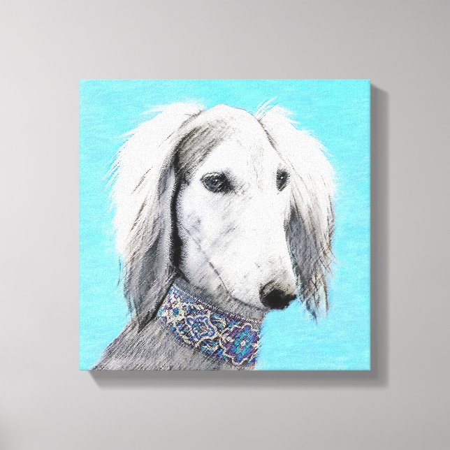 Toile Peinture de Saluki (Argent) - Joli art original de (Recto)