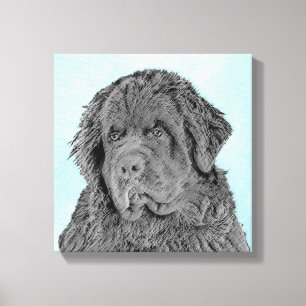 Toile Peinture de Terre-Neuve - Cute Original Chien Art