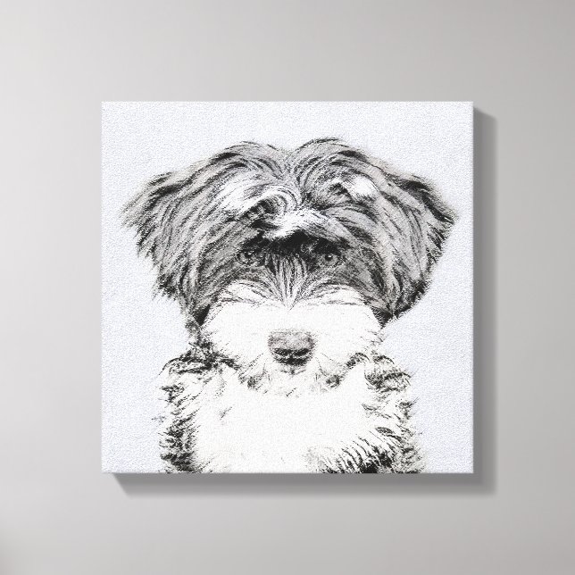 Toile Peinture de Terrier Tibétain - Art Original de Chi (Recto)