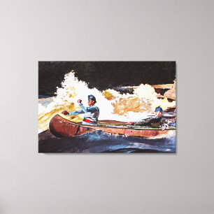 Toile Peinture de Winslow Homer, Tirant les Rapides