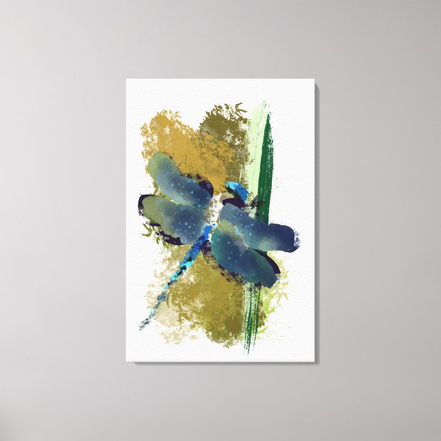 Toile peinture d'insecte "dragonfly occupée" (Recto)