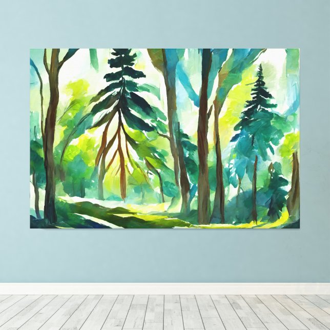 Toile Peinture d'interprétation de forêt (Insitu (Plancher de Bois))