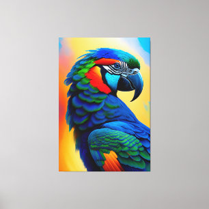 Toile Peinture d'oiseaux de perroquets Macaw coloré Impr