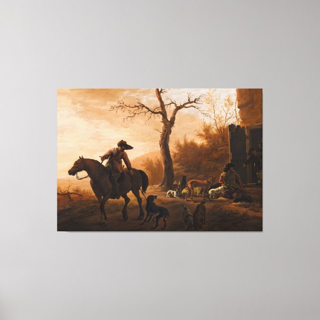 Toile Peinture du 19e siècle restaurée : Scène de chasse (Recto)