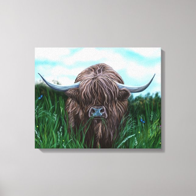 Toile Peinture écossaise de la vache des Highlands (Recto)