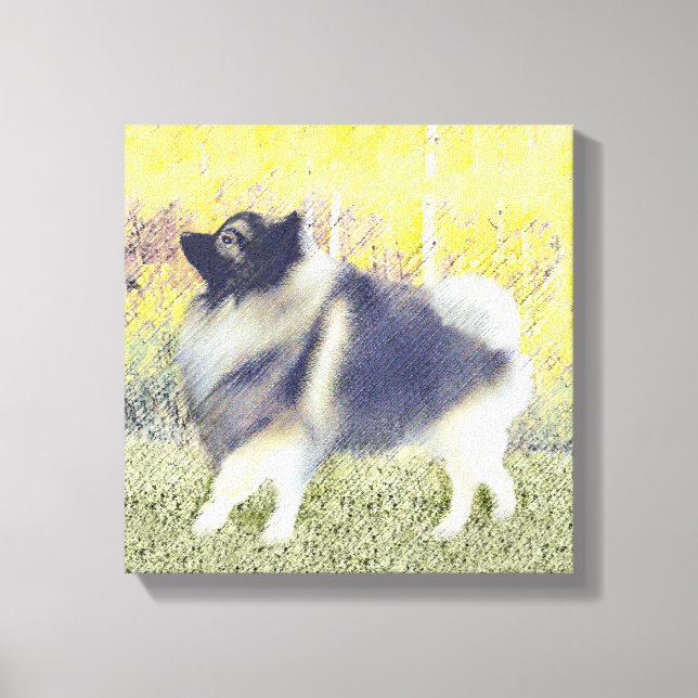 Toile Peinture en teint de Keeshond - jolie art original (Recto)