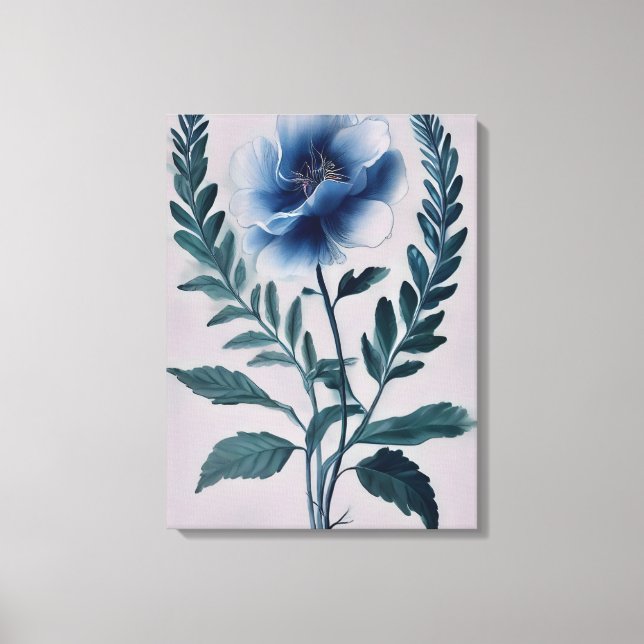 Toile Peinture Fleur Bleue Frappante (Recto)