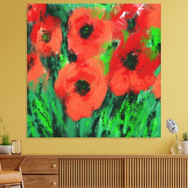 Toile Peinture florale de coquelicots rouges abstraits (Insitu(Salon))