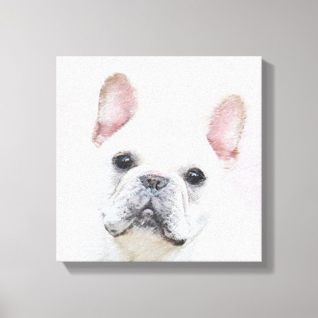 Toile Peinture française de Bulldog (Crème/Blanc) - Art  (Recto)