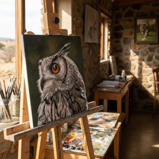 Toile Peinture Grand Hibou Sage