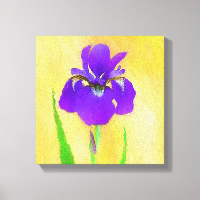 Toile Peinture Iris à pois pourpre - Chien original mign (Recto)