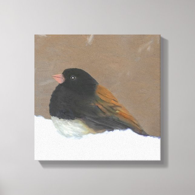 Toile Peinture Junco foncée - Art original pour oiseaux (Recto)